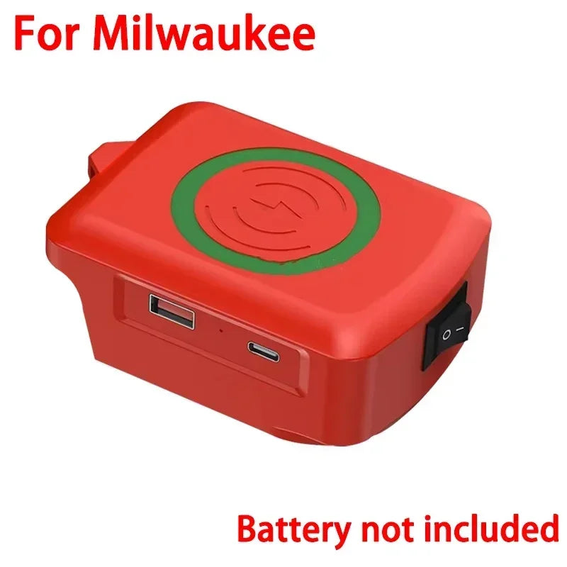Milwaukee 18V Battery USB-C & Wireless Charger Adapter Battery Charger Adapter Babs For Milwaukee