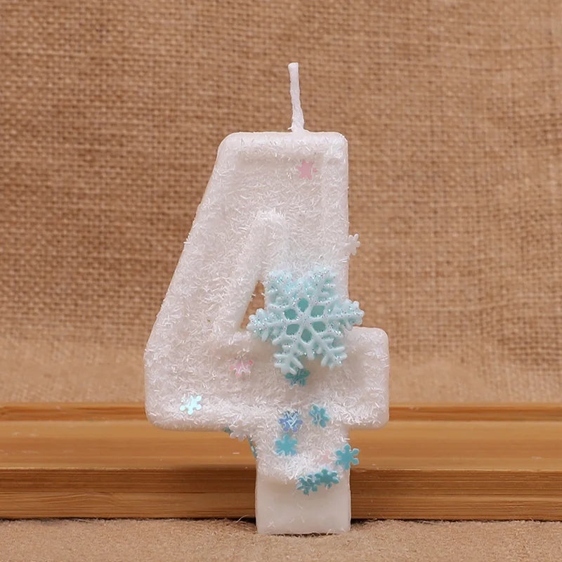 Glitter Snowflake Number Candles 0-9 Birthday Cake Topper Birthday Cake Candles Babs 4