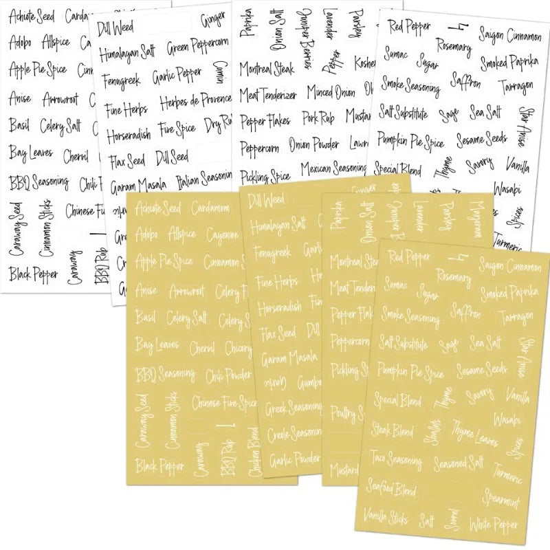 Transparent Preprinted Spice Labels – Waterproof Kitchen Stickers Kitchen Spice Labels Babs