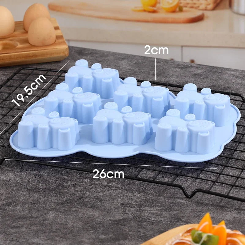 3D Bear Silicone Mold – Chocolate, Candy & Fondant Mould Silicone Baking Mold Babs YH-511-Blue