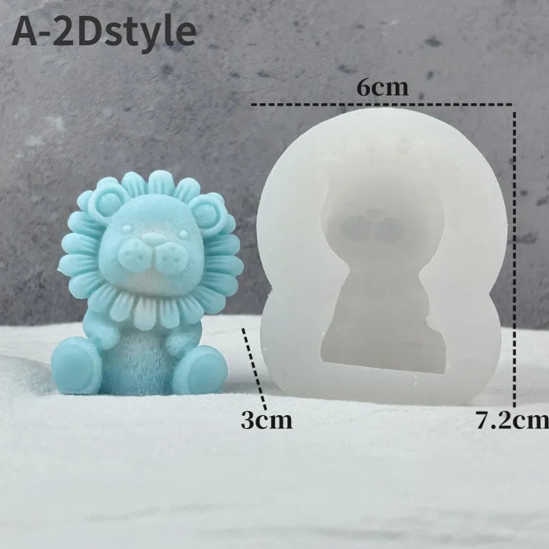 Cute Lion Silicone Mold for Candles, Soap & Resin DIY Silicone Craft Mold Babs A-2Dstyle