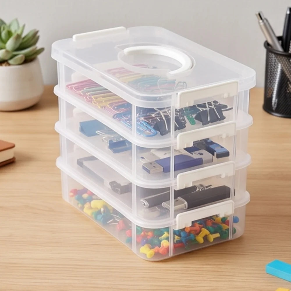 HOMEFISH Partitioned Plastic Storage Box with Lid | Organizer Partitioned Storage Box Babs