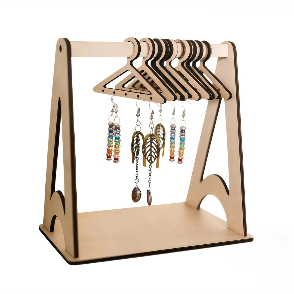 Rustic Wood Jewelry Organizer Stand – Earrings, Necklace & Ring Jewelry Organizer Stand Babs Earring stand