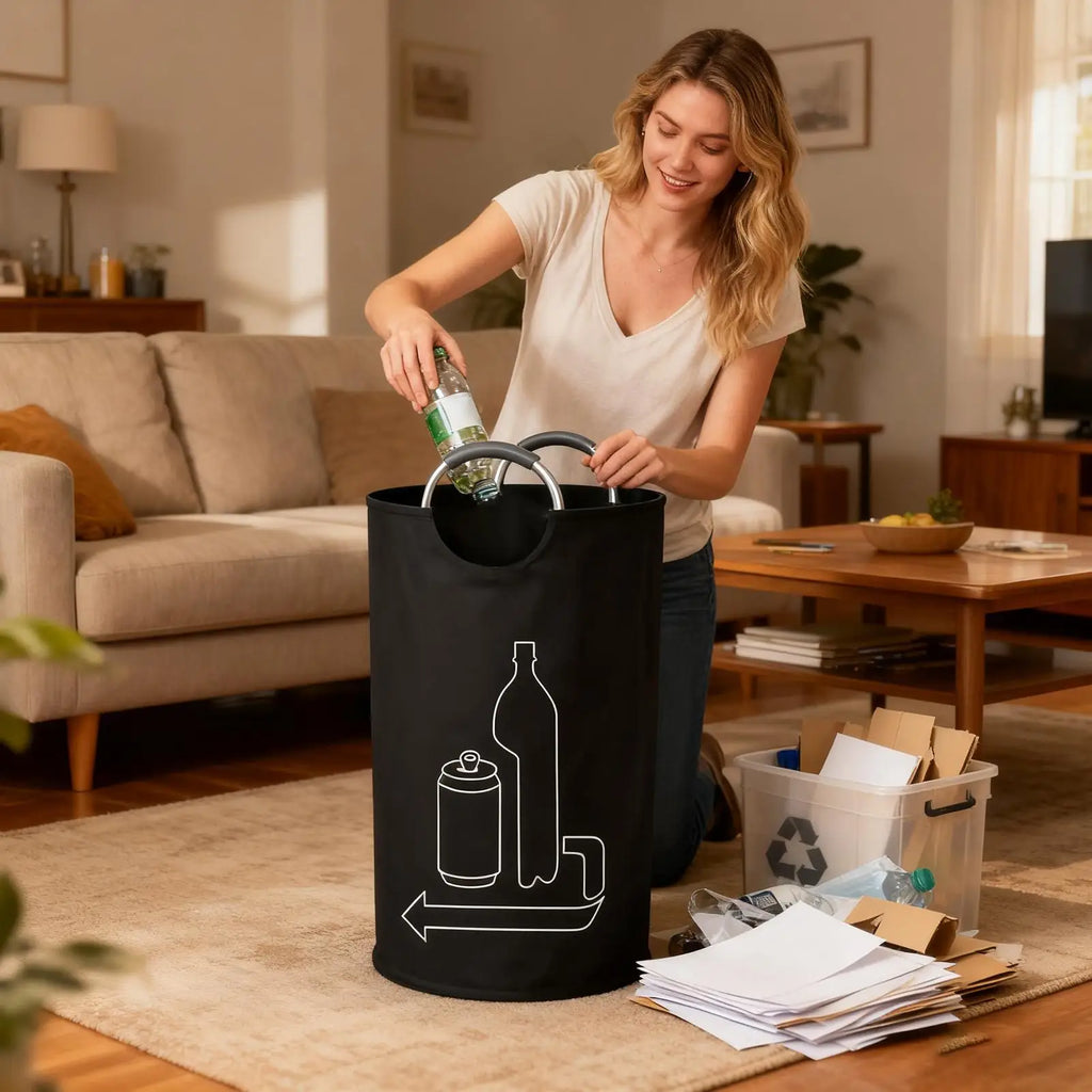 115L Folding Bottle Storage Basket – Large Recycling Bin Bag Recycling Storage Bin Babs