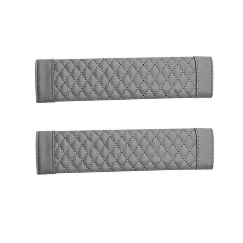 Universal PU Leather Car Seat Belt Cover Shoulder Pad Cushion Seat Belt Cover Babs Grey-2Pcs