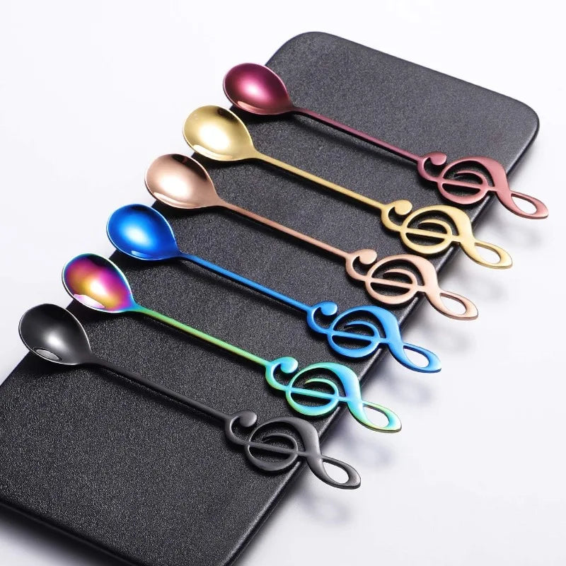 Music Note Teaspoons Set of 6 – Stainless Steel Coffee Spoons Decorative Teaspoon Set Babs