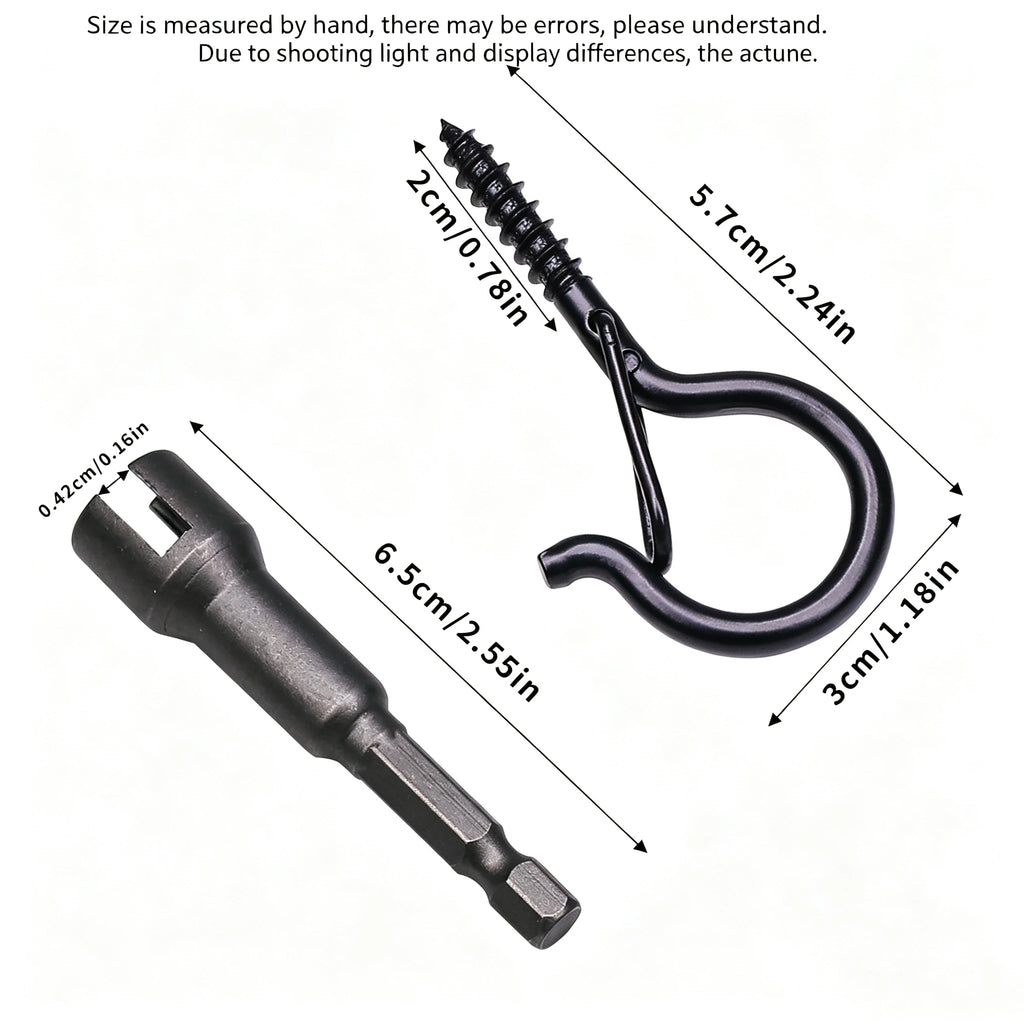 Heavy Duty Black Screw Hooks for Plants & String Lights 10/20pk Screw Ceiling Hooks Babs