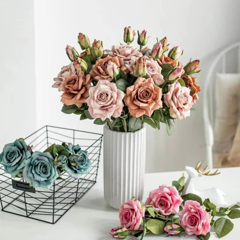 Artificial Silk Pink Rose Bouquet – Home & Wedding Decor Artificial Flower Bouquet Babs