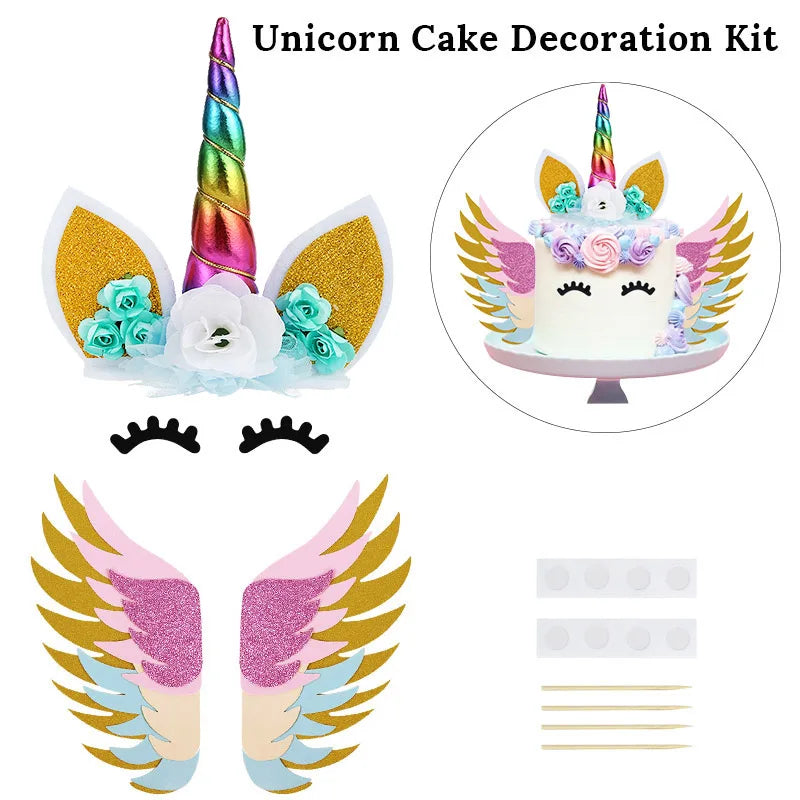 Rainbow Unicorn Cake Topper – Birthday & Baby Shower Decor Cake Topper Babs Set2