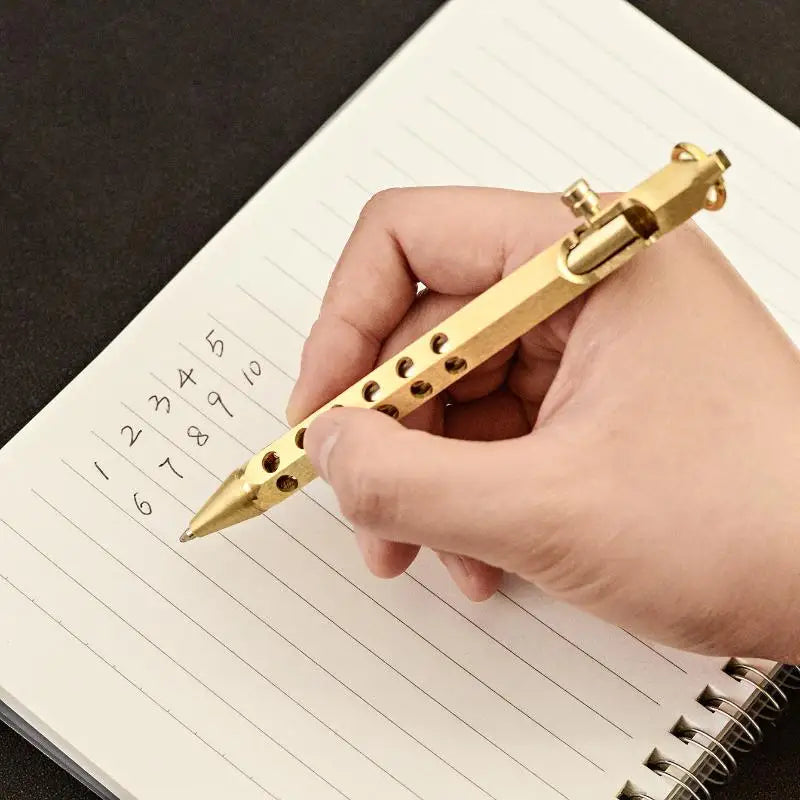 Brass Bolt Action Ballpoint Pen | Retro EDC 1.0mm Medium Point Brass Ballpoint Pen Babs A1