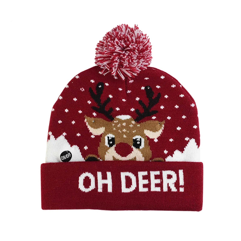 LED Light-Up Christmas Knitted Beanie Hat – Kids & Adults Light-Up Beanie Hat Babs A 1Pcs