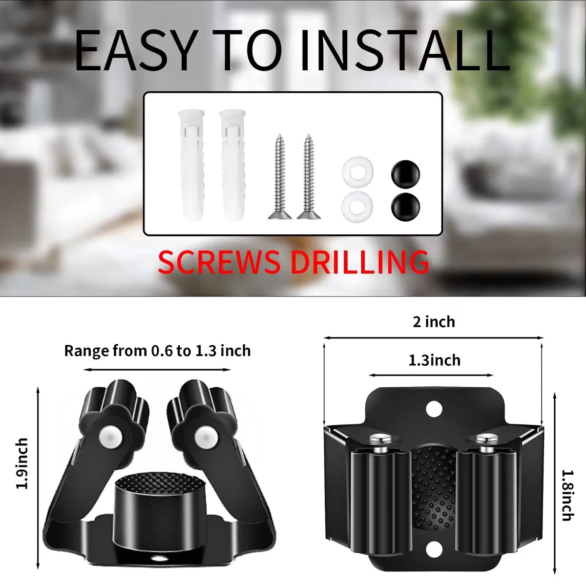 Stainless Steel Wall Mop & Broom Holder Clips | 1–4 Pack Wall Tool Holder Babs