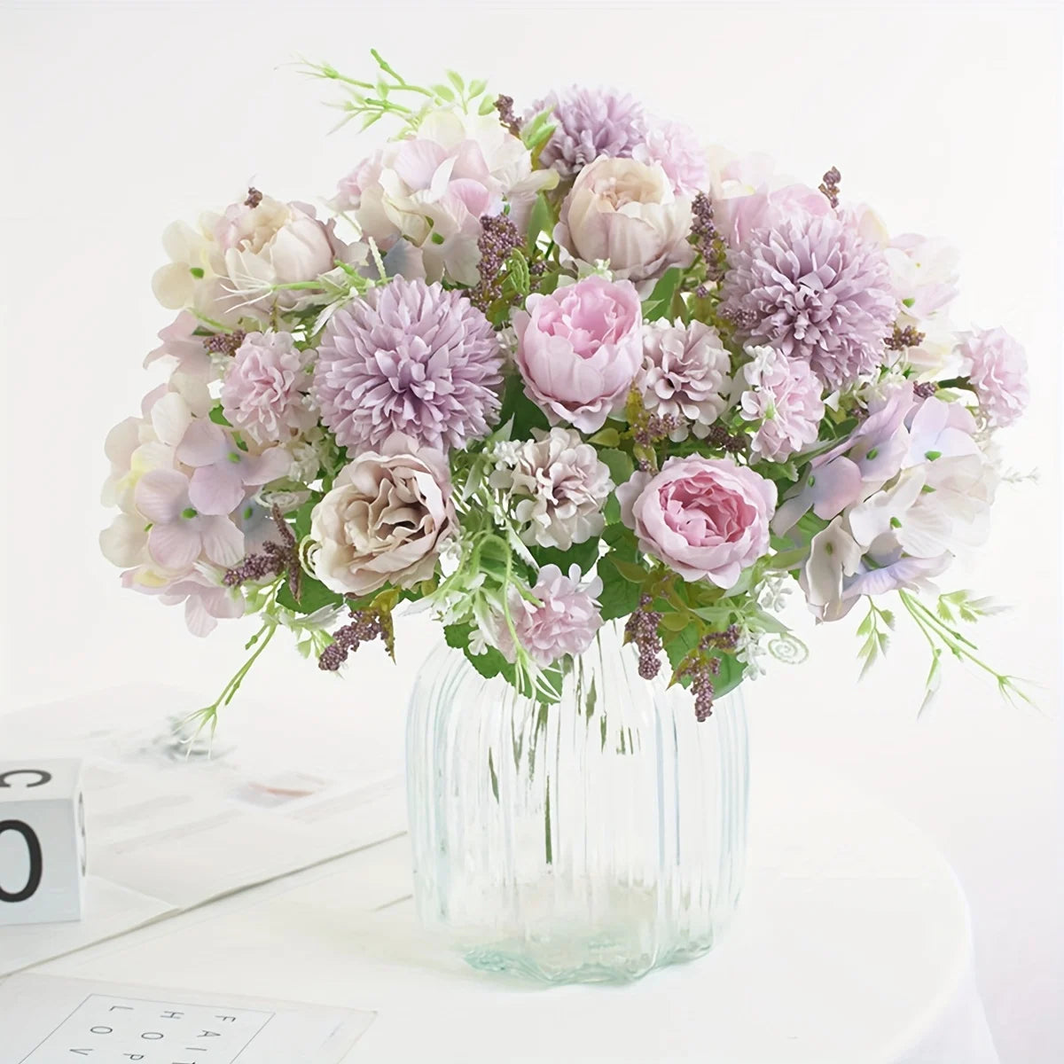 Artificial Silk Peony & Hydrangea Bouquet – 4 Bunches Artificial Flower Bouquet Babs