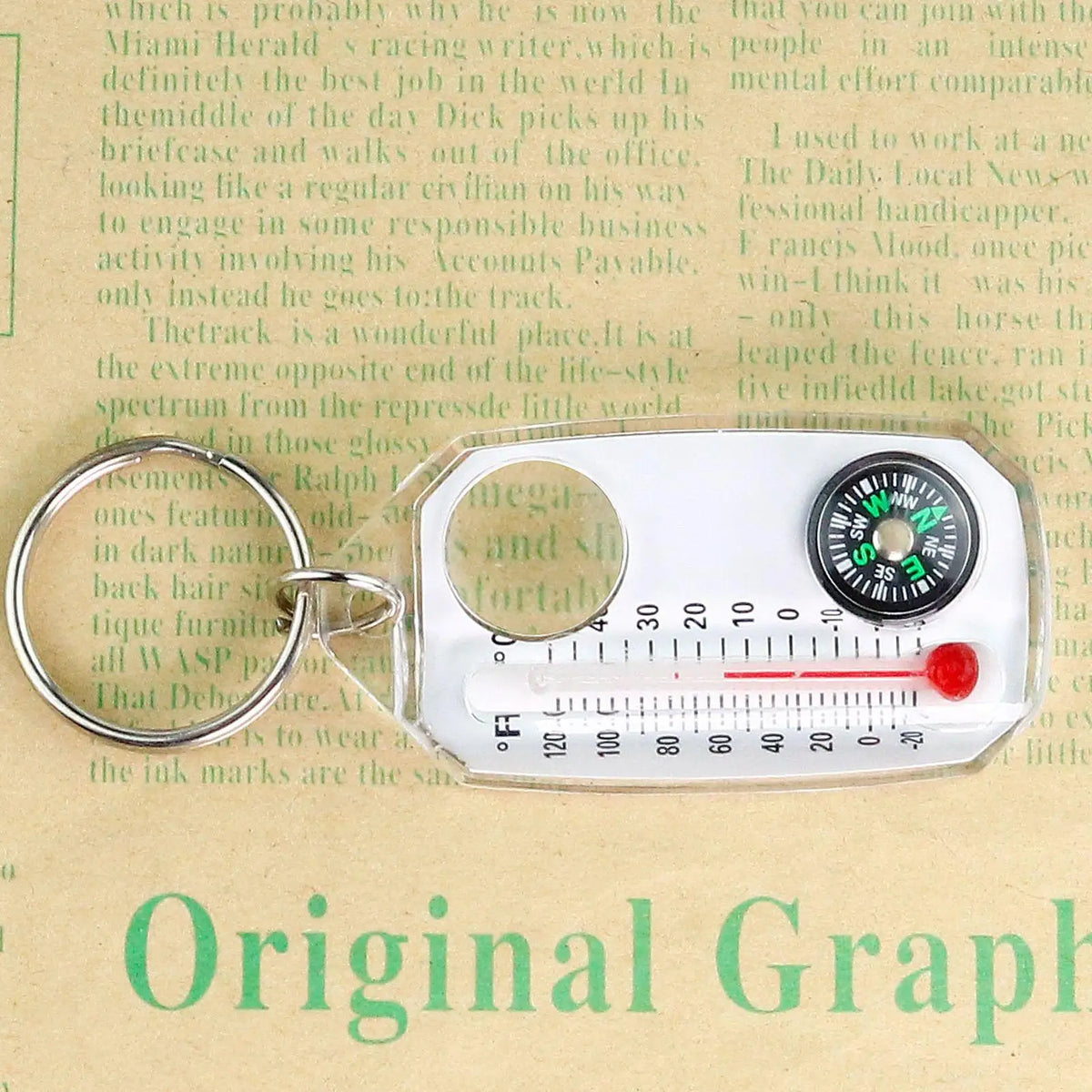 Mini Keychain Camping Compass & Thermometer Outdoor Tool Keychain Compass Tool Babs
