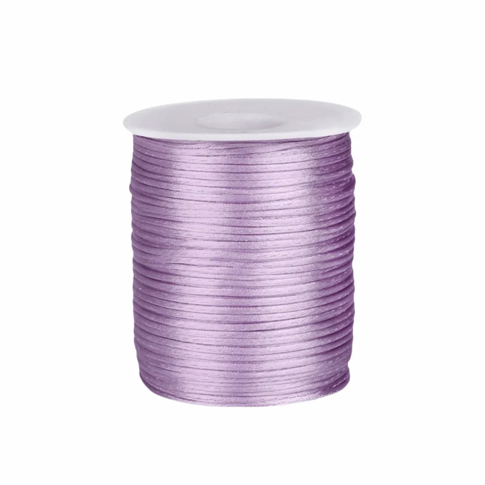 100m Satin Rattail Cord 1.5mm Braided Beading String for Crafts Craft Cord Babs Light purple