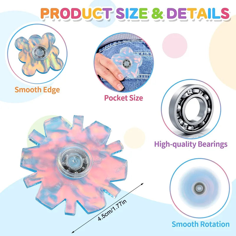 Snowflake Fingertip Gyroscope Set – Kids Holiday Party Favors Spinning Top Toy Babs