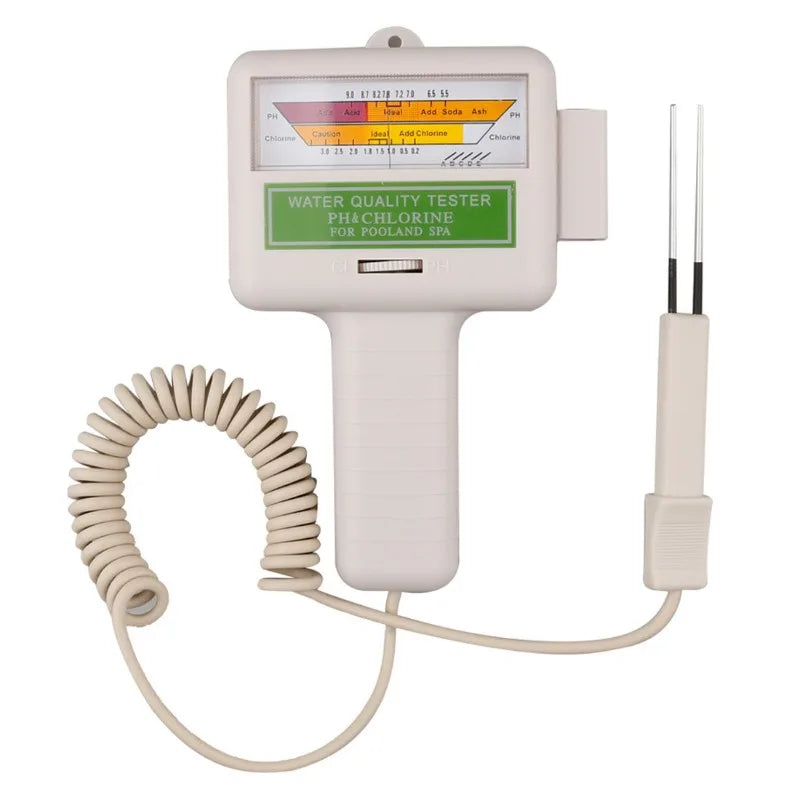2-in-1 pH & Chlorine Meter | Pool Spa Aquarium Water Tester Water Quality Meter Babs white
