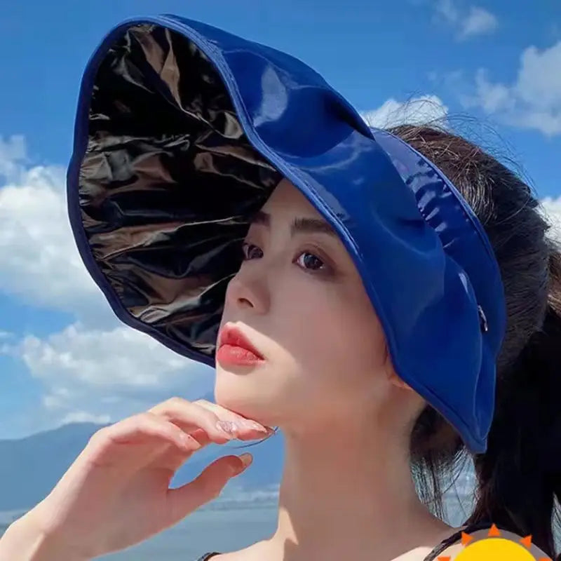 Women's UPF 50+ Foldable Sun Hat 2-in-1 Headband Cap Women's Sun Hat Babs Navy Blue-1pc adjustable