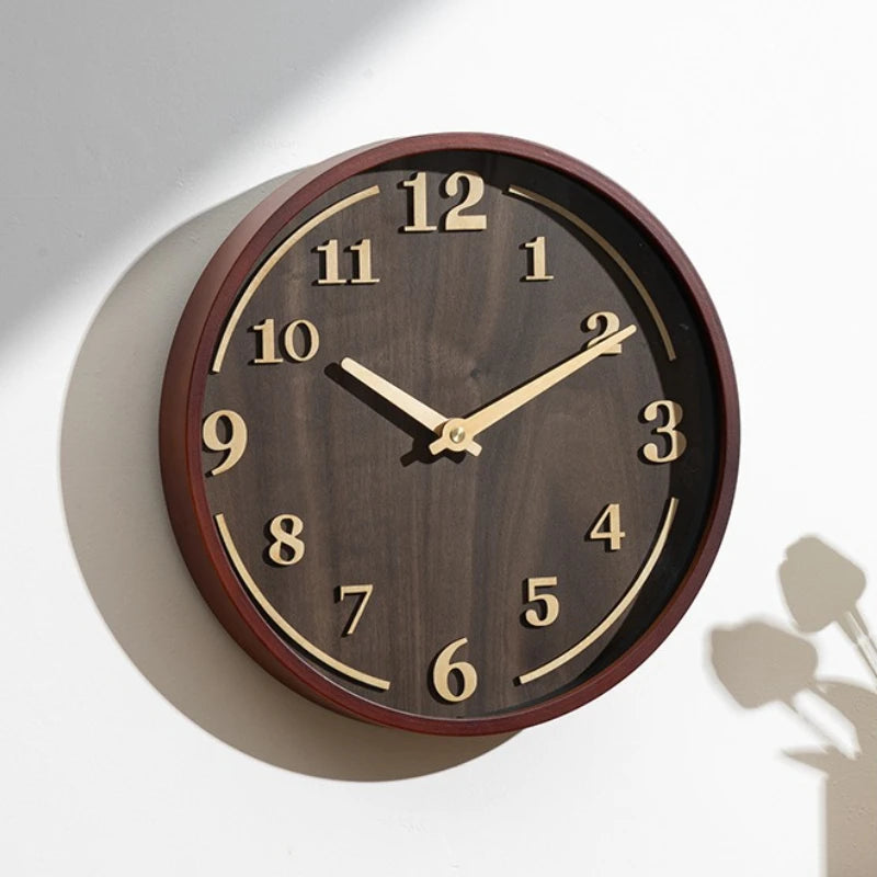 Vintage Wooden Wall Clock – Silent Quartz Round 30/35cm Wooden Wall Clock Babs