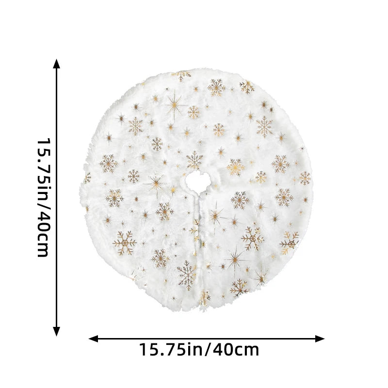 Mini 40cm Christmas Tree Skirt – White Snowflake Faux Fur Mat Christmas Tree Skirt Babs 1