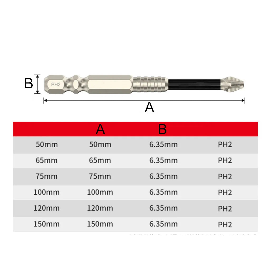 PH2 Magnetic Screwdriver Bit Alloy Steel Anti-Slip 25–150mm Screwdriver Bit Babs