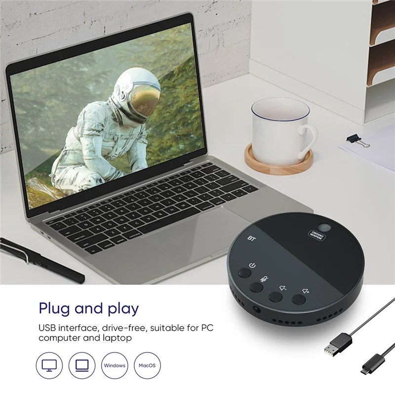 USB Conference Speakerphone – 360° Omnidirectional Mic & BT 5.0 Conference Speakerphone Babs