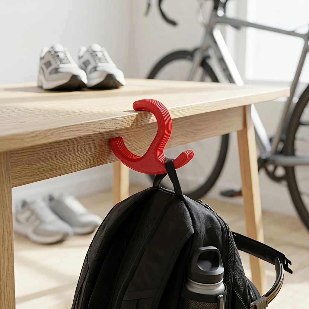No-Drill C-Clip Desk Hook – Bag Hanger, 8kg, 15–35mm Desks Desk Bag Hook Babs