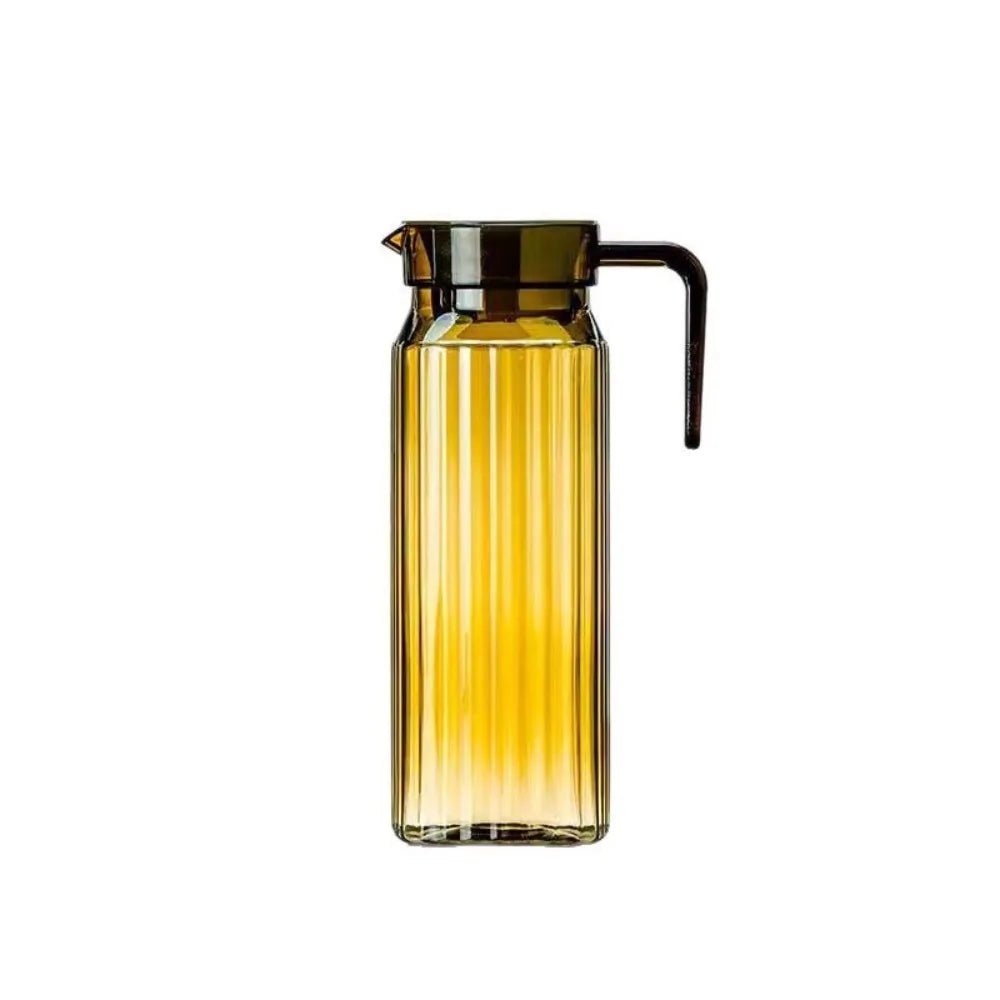 1100ml Striped Cold Water Pitcher – BPA-Free, Anti-Dust Lid Cold Water Pitcher Babs Amber <0.25L