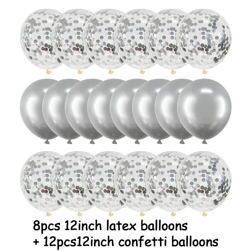 20Pcs Rose Gold Confetti Metallic Balloons Party Decoration Set Party Balloon Set Babs 20pcs silver set 12inch
