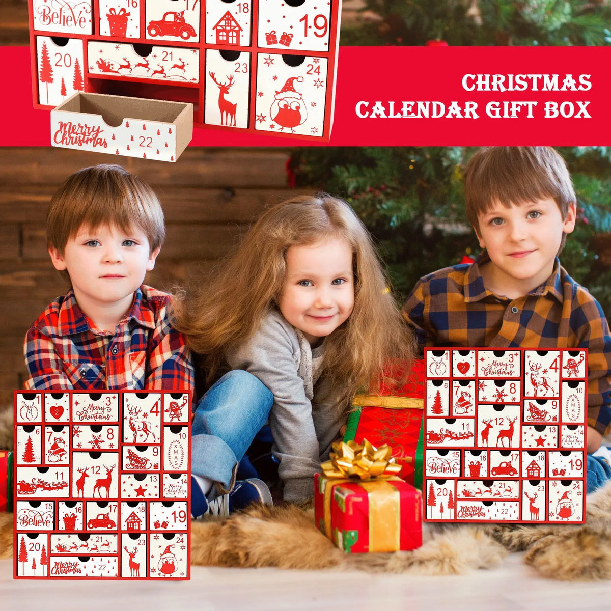 Christmas Advent Calendar 24-Drawer Countdown Gift Box Advent Calendar Box Babs