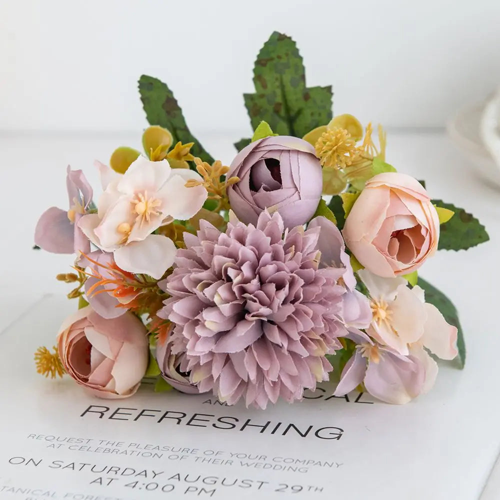 Artificial Silk Hydrangea Flowers 2/4pcs – Home & Wedding Decor Artificial Silk Flowers Babs PURPLE 2 pcs