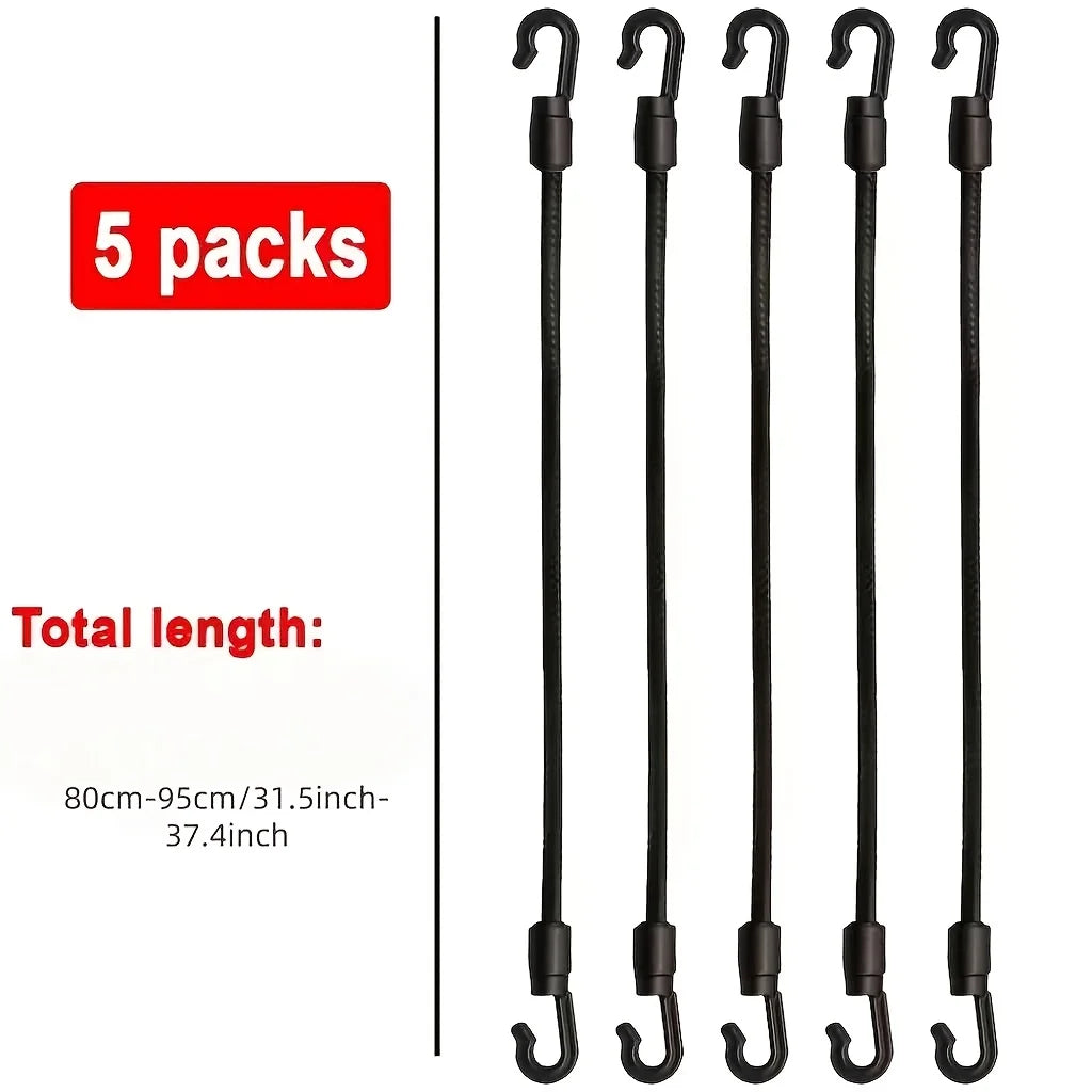 5-Pack Heavy-Duty Elastic Bungee Ropes with Hooks & Straps Bungee Strap Set Babs