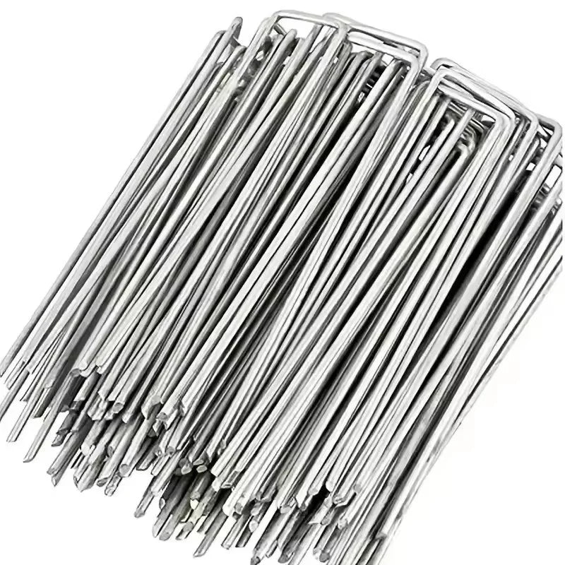 U-Shaped Garden Stakes Pins 25/50 Pcs – Heavy Duty Stainless Garden Stakes Pins Babs Light Grey 10X4CM 50pcs