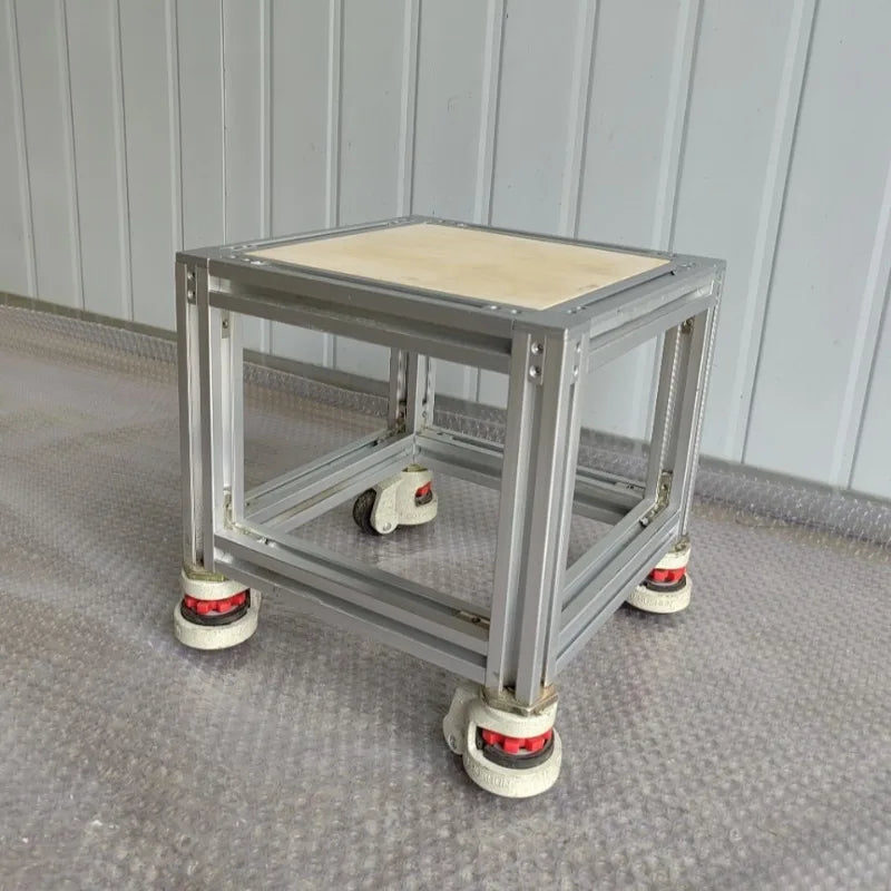 Modern Low Stool with Wheels – Aluminum, 27x27x29cm Low Stool Ottoman Babs