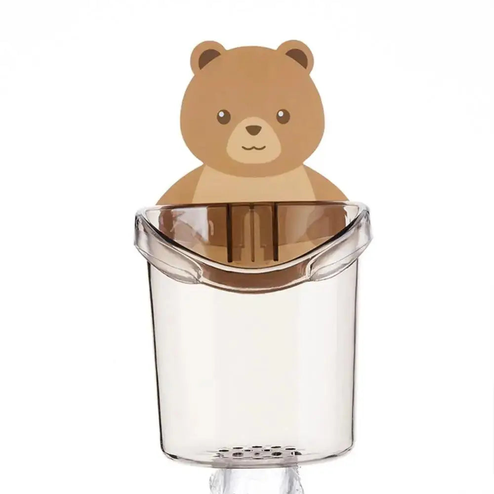 Bear Wall Mount Toothbrush Cup Holder for Kids' Bathroom Toothbrush Cup Holder Babs grey