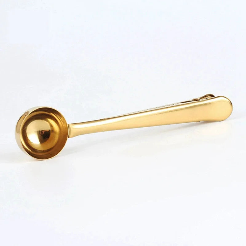 Stainless Steel Coffee Measuring Spoon & Sealing Clip Coffee Measuring Spoon Babs gold