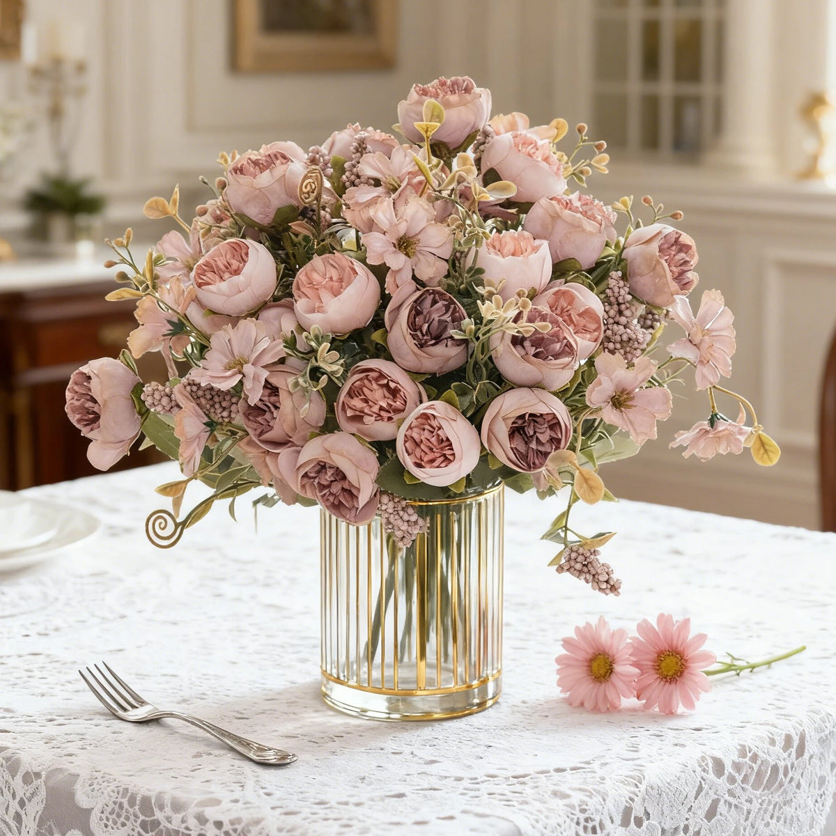 Artificial Silk Rose Peony Bouquet – Wedding & Home Décor Artificial Flower Bouquet Babs