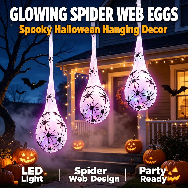 Hanging Spider Egg Sack with LED Lights – Halloween Decoration Halloween Prop Decoration Babs