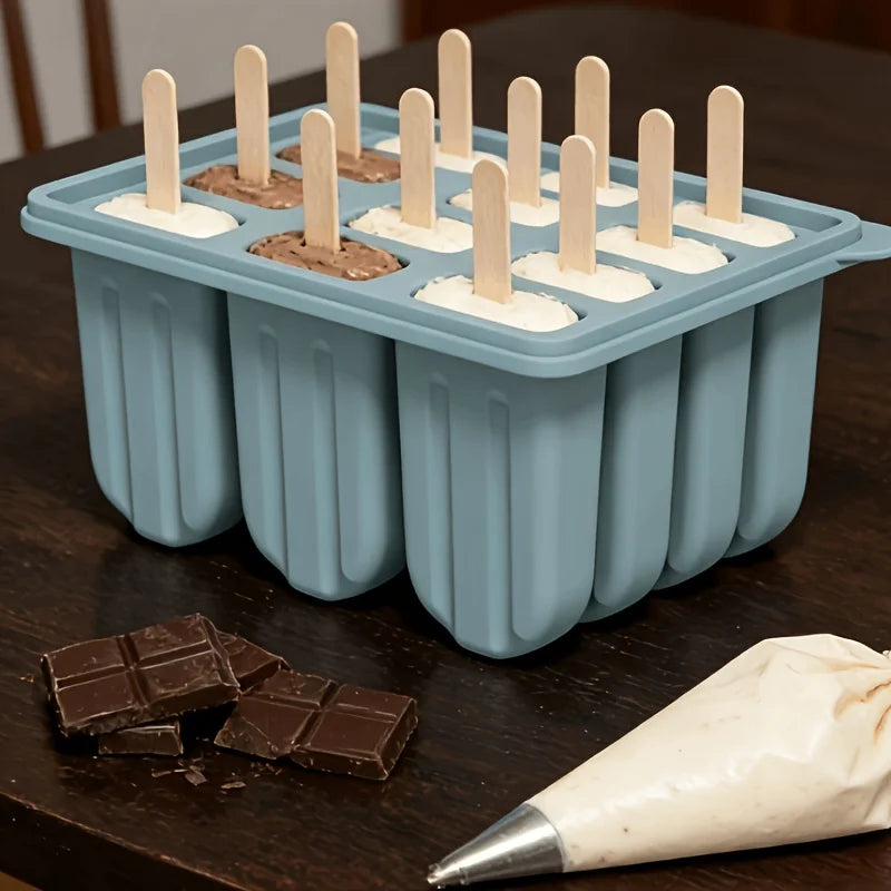 12-Cavity BPA-Free Silicone Popsicle Mould + 50 Sticks Popsicle Mould Set Babs