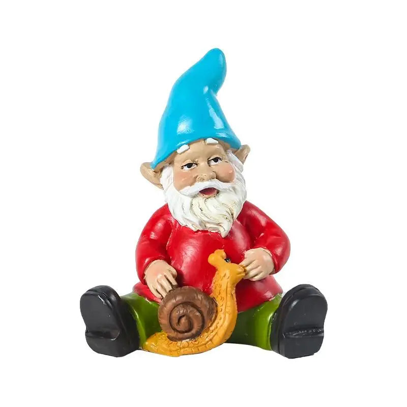 10pc Mini Resin Gnome & Dwarf Animal Garden Figurines Set Garden Figurine Set Babs
