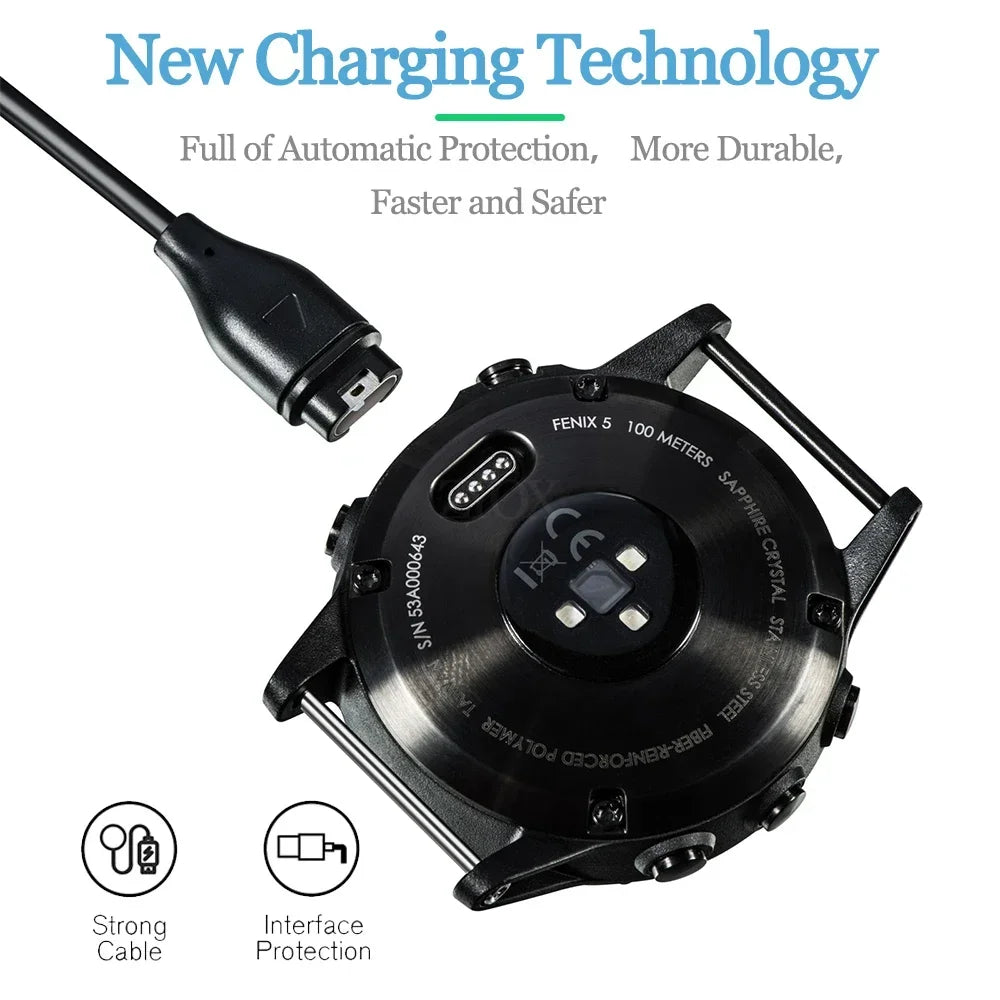 USB Charging Cable for Garmin Fenix 5, 5X, 6, 6X – CE Certified Smartwatch Charging Cable Babs