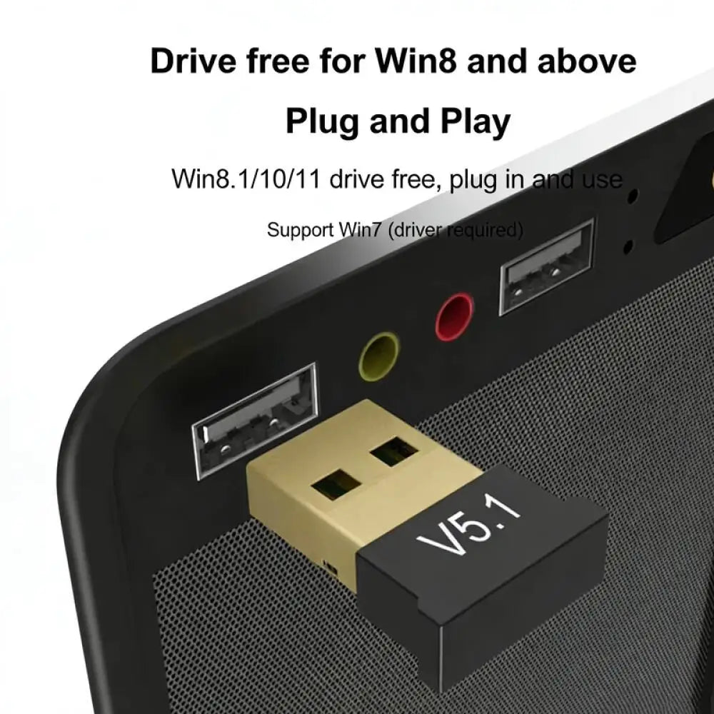 KEBIDUMEI USB Bluetooth 5.1 Adapter Dongle – Plug & Play PC Bluetooth USB Adapter Babs