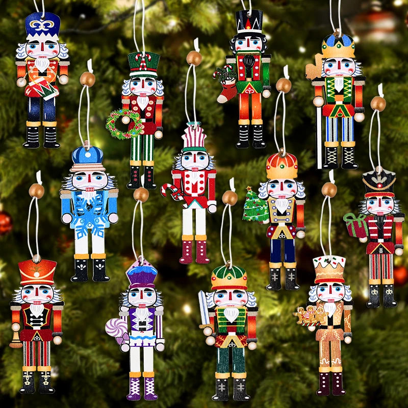 9Pcs Wooden Nutcracker Soldier Christmas Tree Ornaments Set Christmas Tree Ornaments Babs