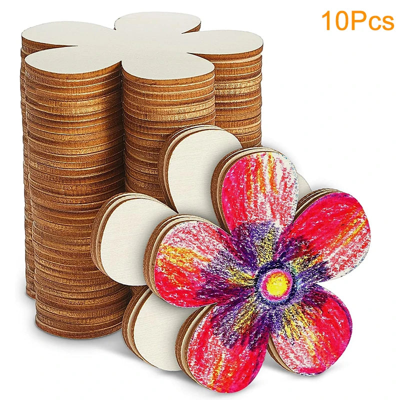 Unfinished Wooden Flower Discs – DIY Blank Wood Ornaments 10/20pc Wooden Craft Blanks Babs 10Pcs