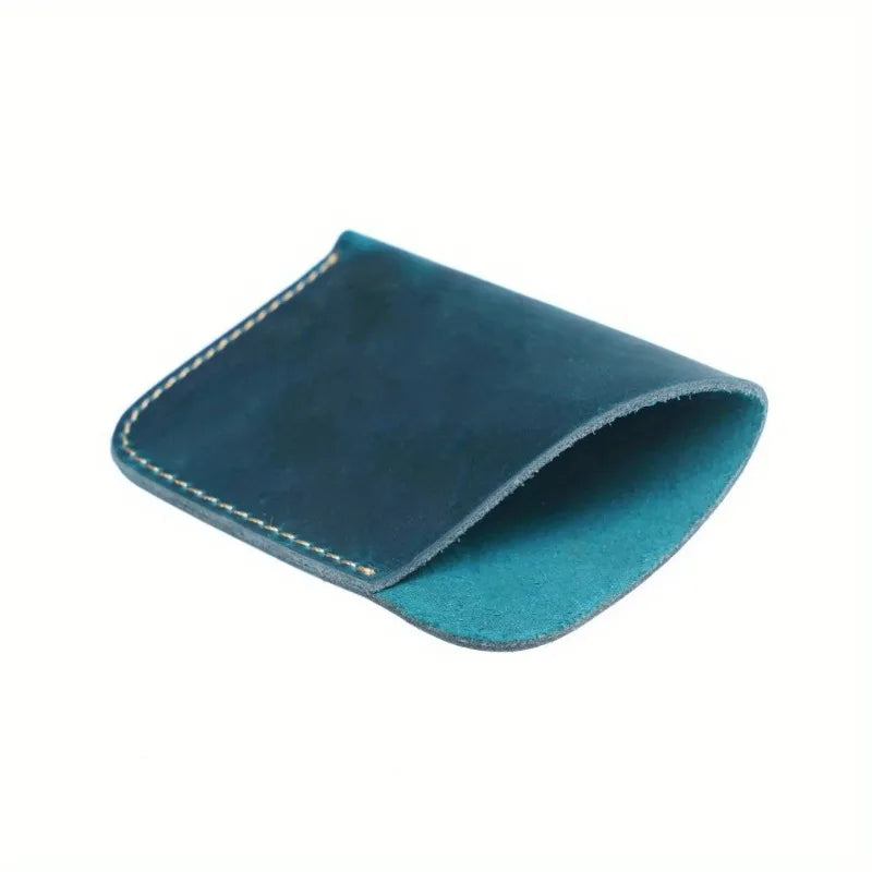 Vintage Cowhide Leather Wallet – Hand-Stitched Card Holder Leather Wallet Babs Blue