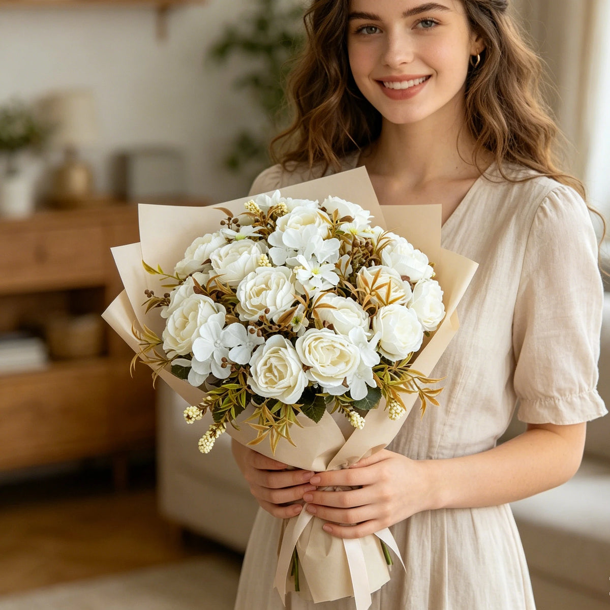Silk Artificial Rose & Peony Bouquet | Wedding & Home Decor Artificial Flower Bouquet Babs
