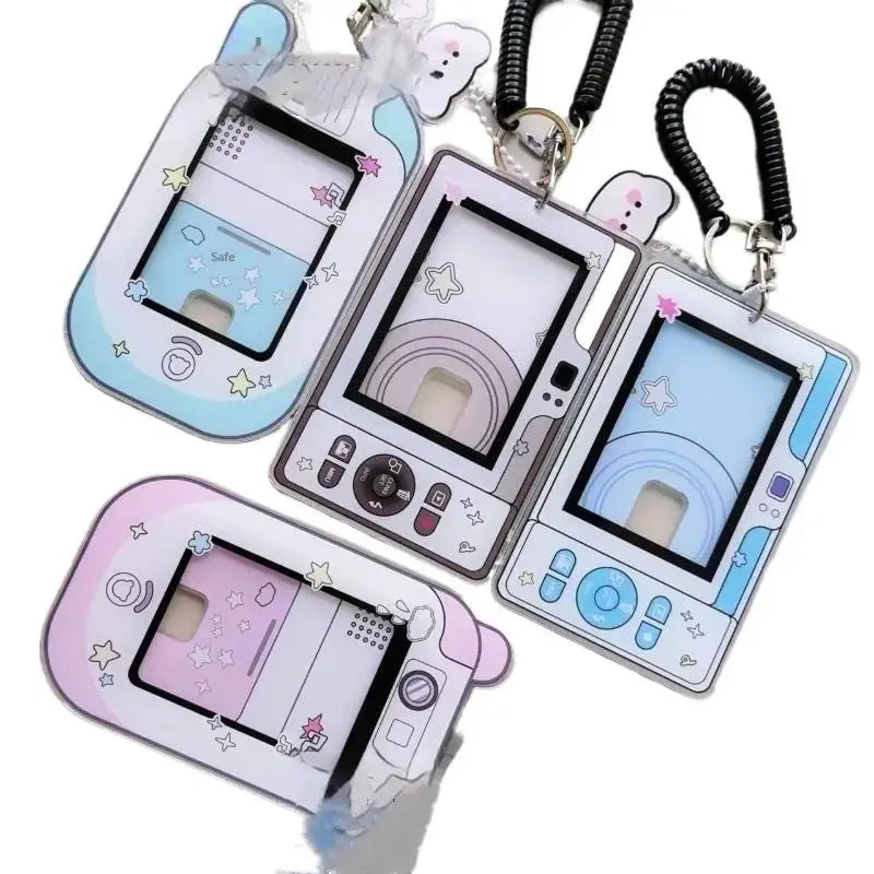 Camera-Shaped Acrylic Photocard Holder with Coil Lanyard Photocard Holder Babs