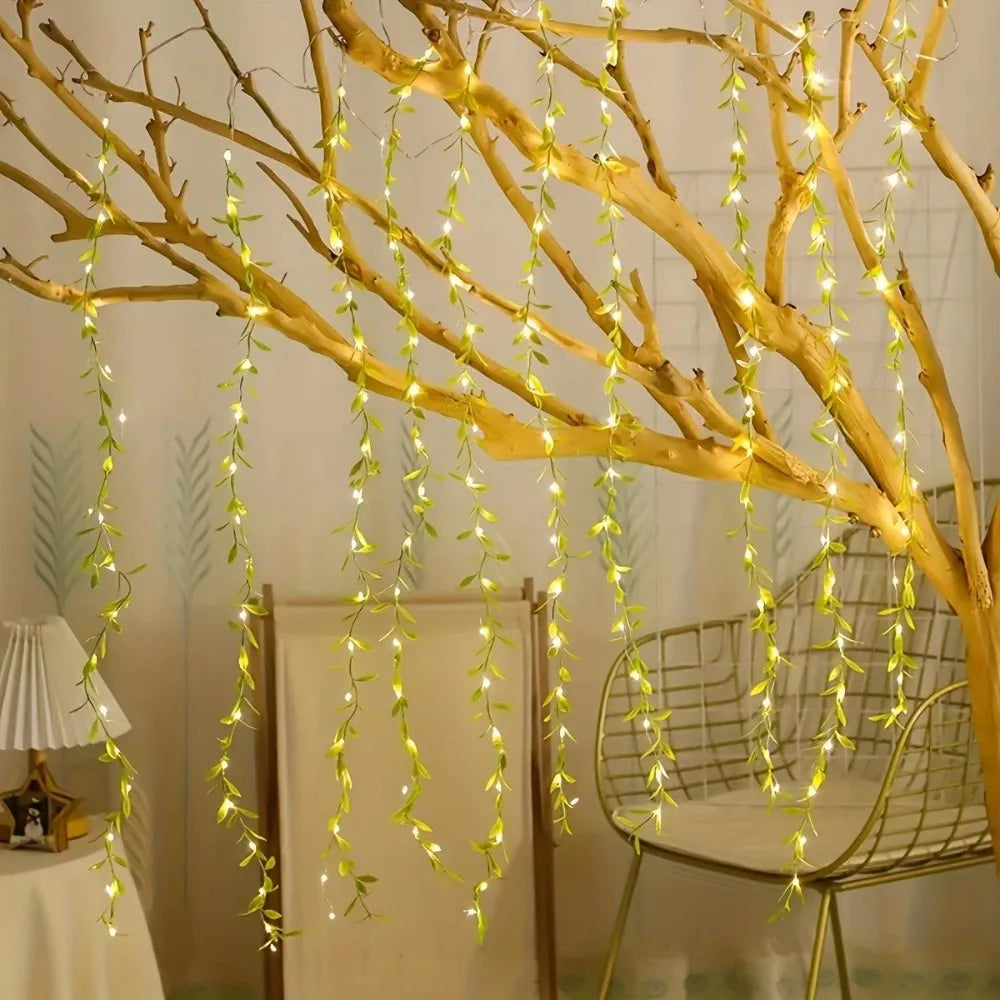 2M Artificial Willow Vine Garland – Green Leaf Room Decor Artificial Vine Garland Babs