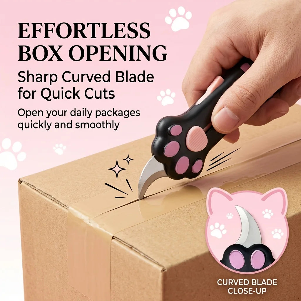 Cat Paw Box Cutter 2-in-1 Utility Knife with Safety Lock Utility Box Cutter Babs
