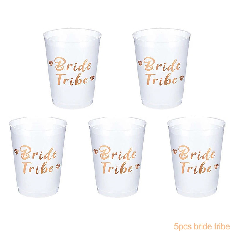 Team Bride Tribe Cups – Rose Gold Bachelorette Party Cups Party Drinkware Babs 5pcs bride tribe